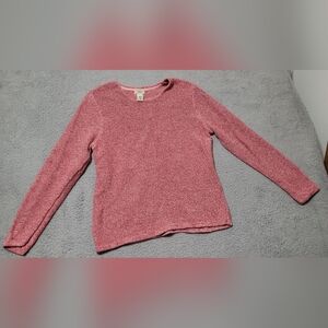 LL Bean Pink Long Sleeve Cotton Knit Sweater Large